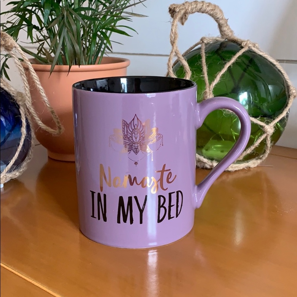 Namaste In My Bed Large Purple and Black Mug